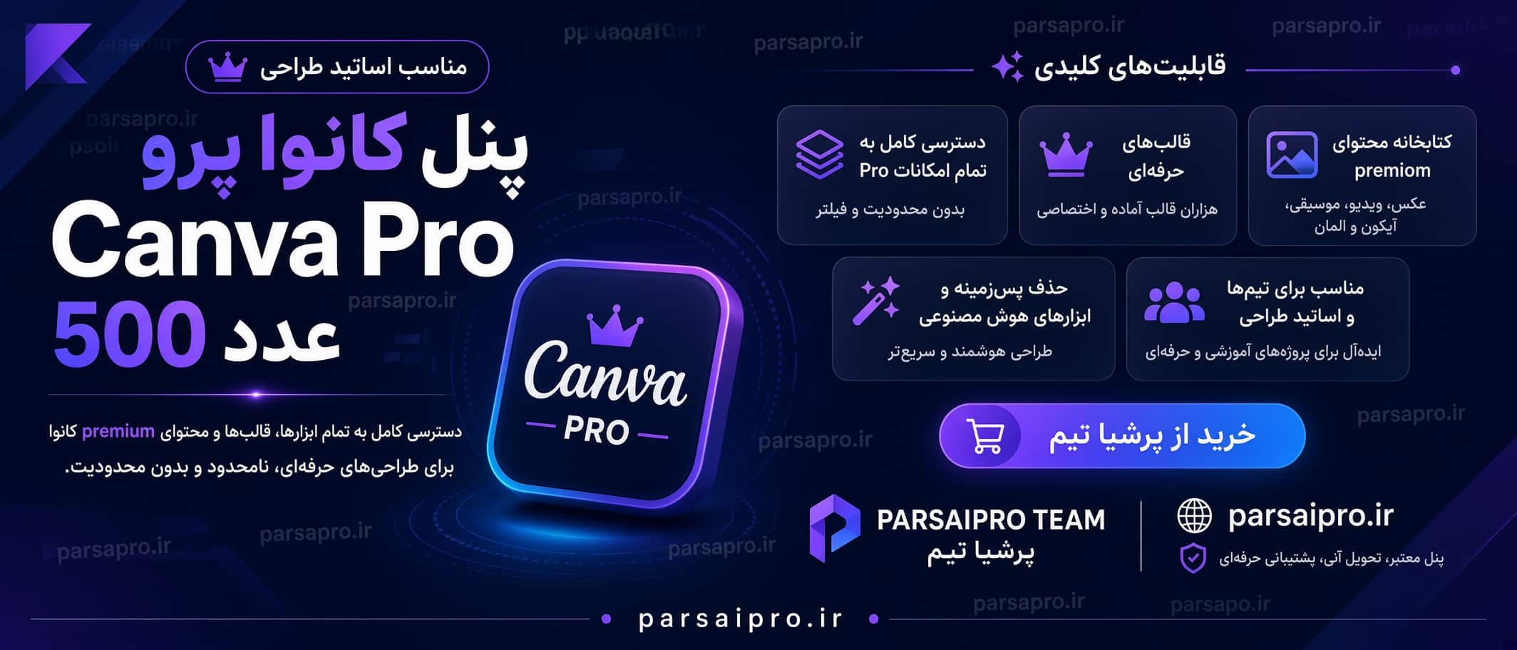 خرید پنل کانوا پرو Canva Pro 500 عدد مناسب اساتید