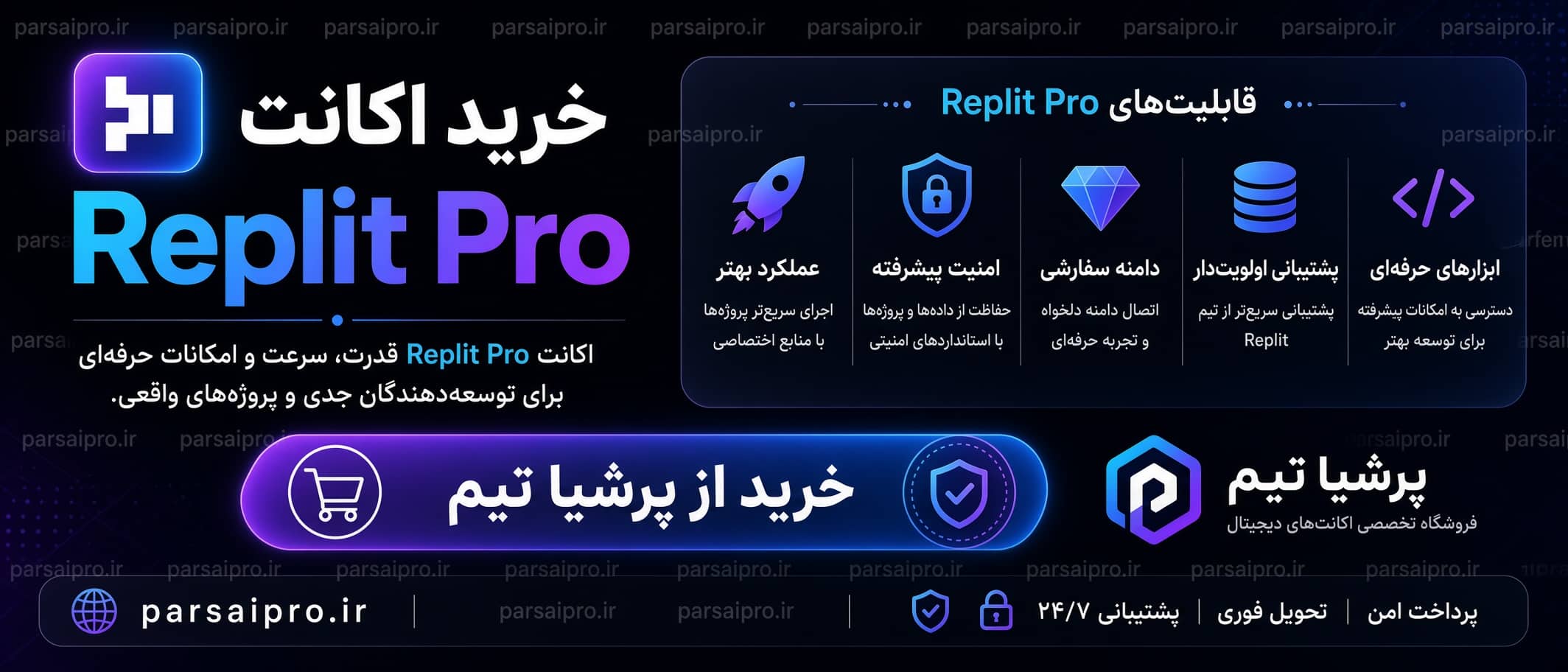 خرید اکانت هوش مصنوعی رپلیت پرو | Replit Pro با 70% تخفیف 